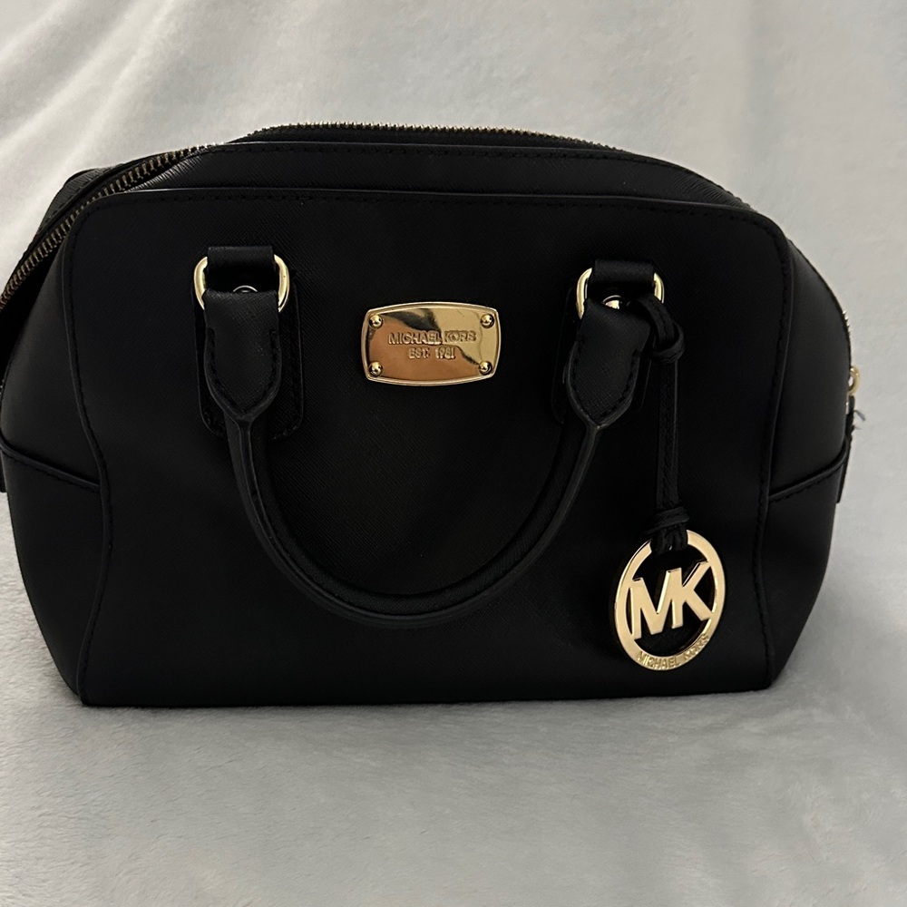 Michael Kors Black Satchel with Gold Accents